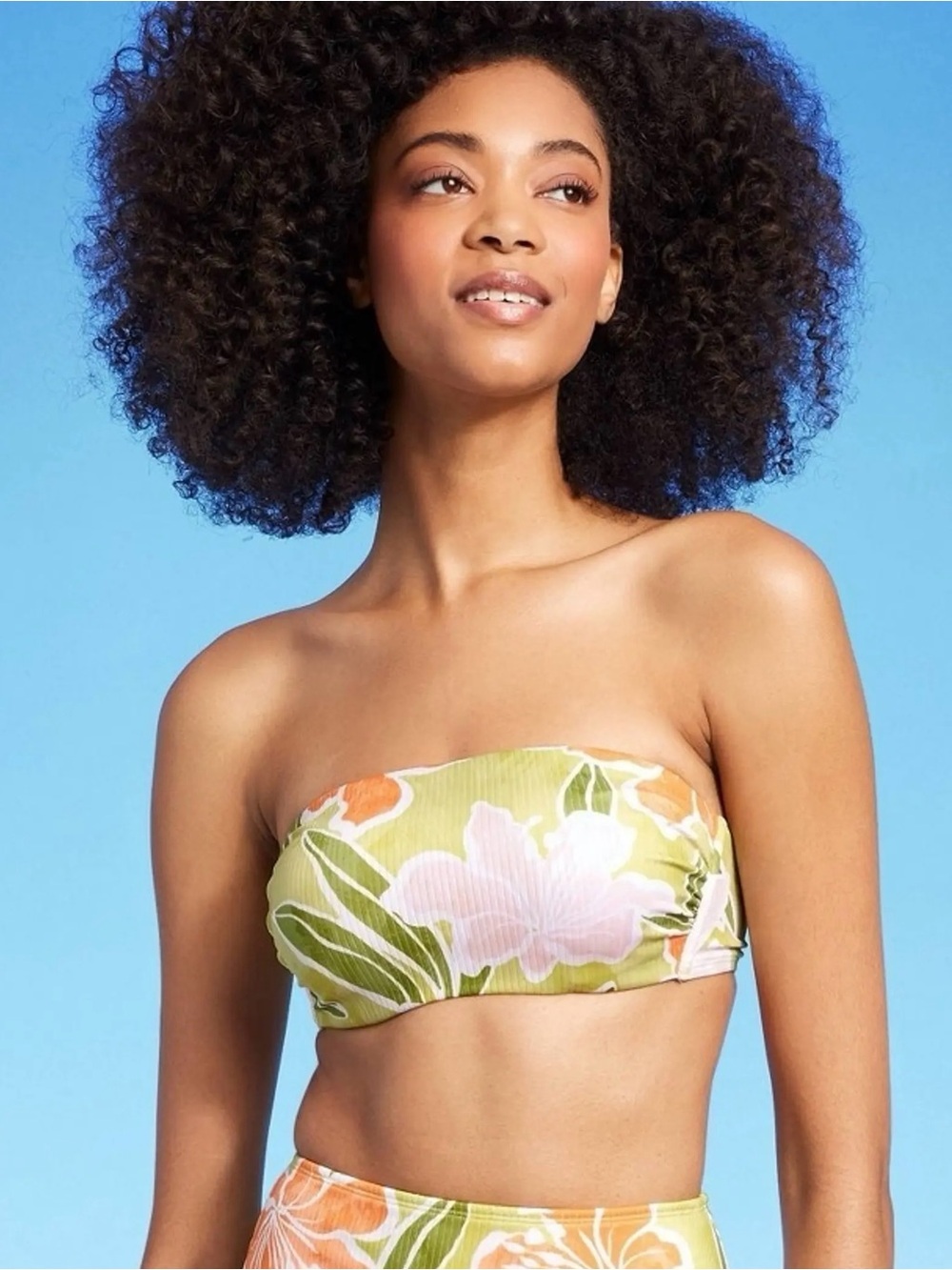 Shade & Shore Green Floral Bandeau Bikini Top